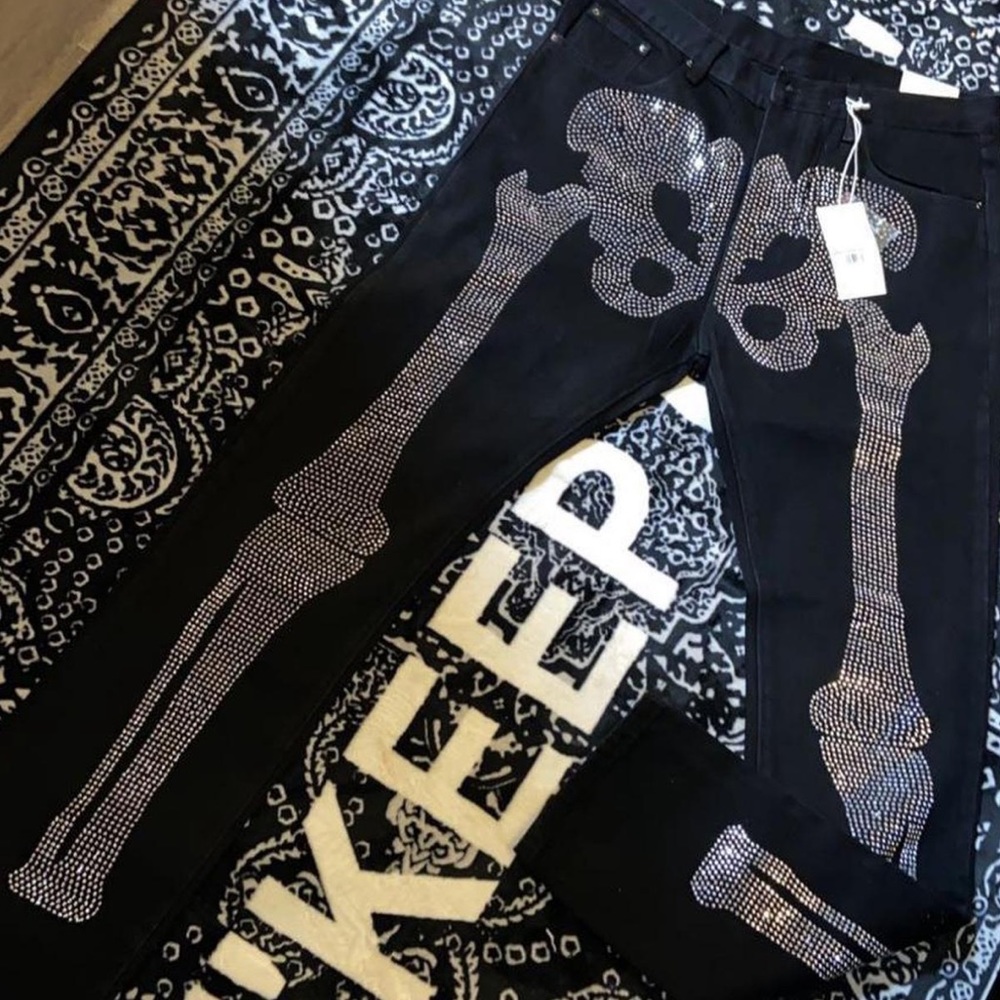 Rhinestone skeleton jeans from MNML
